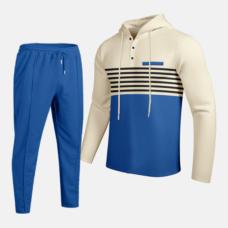 Herren-Trainingsanzug mit Kapuze und Farbblock-Design 👖