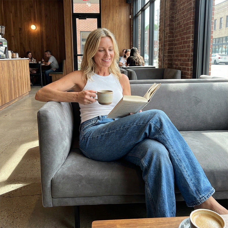 👖Mühelos schicke, locker sitzende Jeans mit weitem Bein