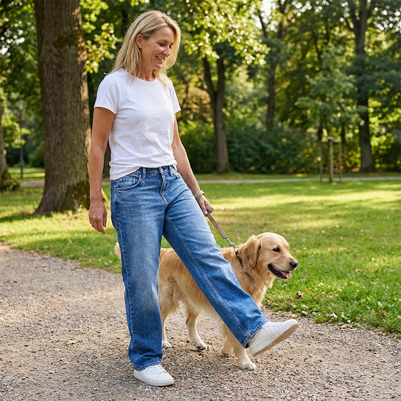 👖Mühelos schicke, locker sitzende Jeans mit weitem Bein