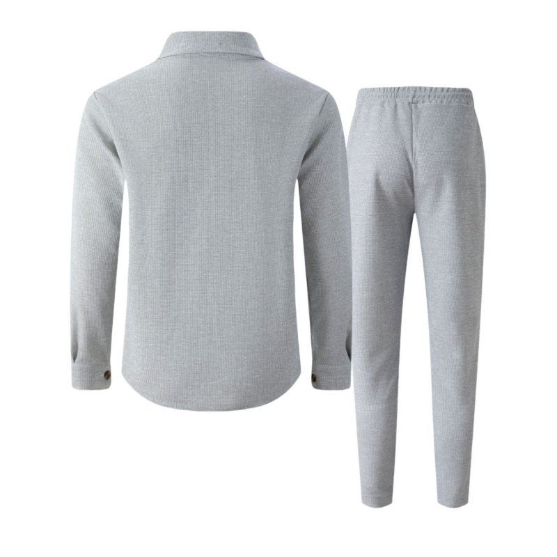 🔥Herren-Set aus Waffel-Button-Down-Jacke und Hose
