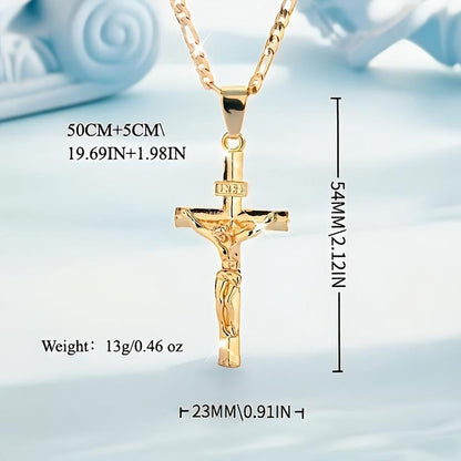 Herren-Kette mit Kreuz-Anhänger – Goldfarben ✝️💛