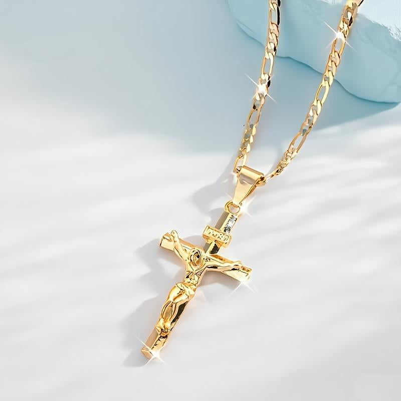 Herren-Kette mit Kreuz-Anhänger – Goldfarben ✝️💛