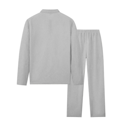 🏃👖Herren-Set aus Sweatshirt mit Waffelstrick und Hose mit geradem Bein
