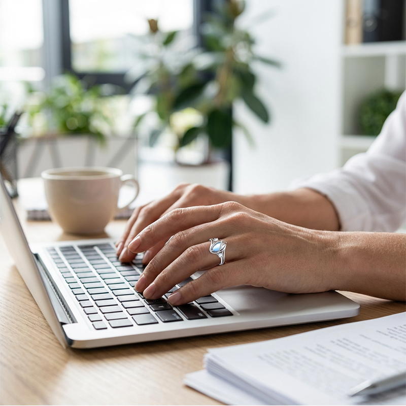 💍✨Geometrischer Damenring mit ovalem grünem Mondstein & Zirkonia – modern & stilvoll