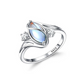 💍✨Geometrischer Damenring mit ovalem grünem Mondstein & Zirkonia – modern & stilvoll