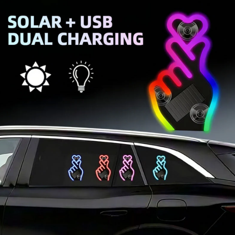 🌟Solarbetriebene LED-Autoleuchte in Form eines Herzens für den Finger💖