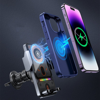 📱🔋Intelligenter 2-in-1-Autotelefonhalter mit automatischer Drehfunktion und kabellosem Ladegerät⚡