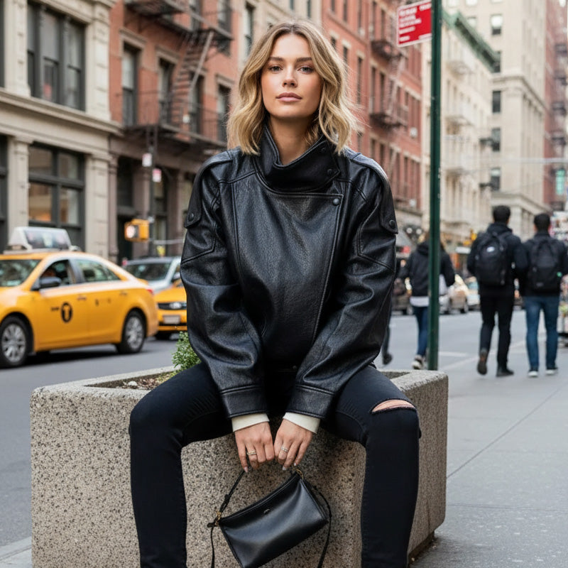 Coole Bikerjacke aus Kunstleder🧥