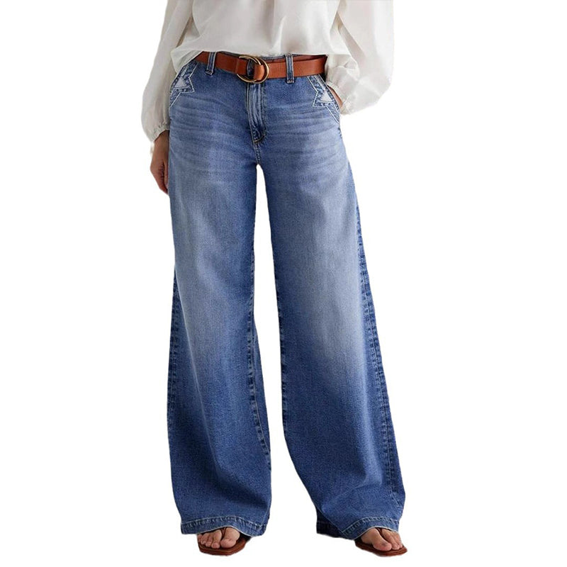 🕰️👖 Damen-Vintage-Hochbund-Weitbeinjeans | Retro-Look & figurformend