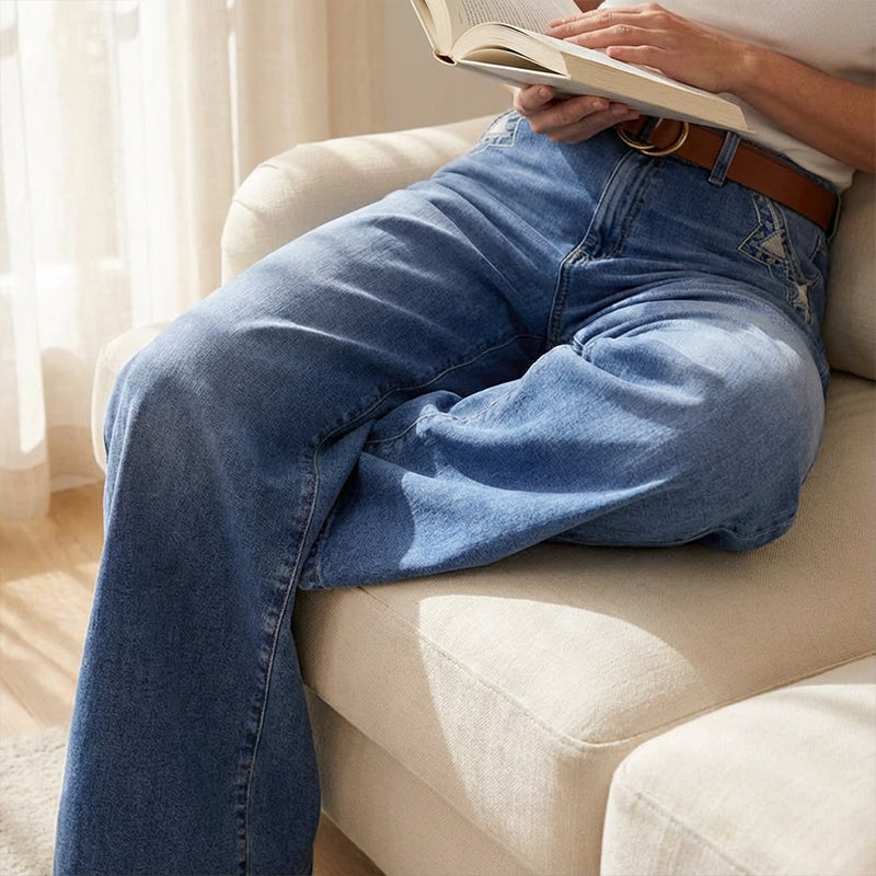 🕰️👖 Damen-Vintage-Hochbund-Weitbeinjeans | Retro-Look & figurformend