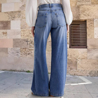 🕰️👖 Damen-Vintage-Hochbund-Weitbeinjeans | Retro-Look & figurformend