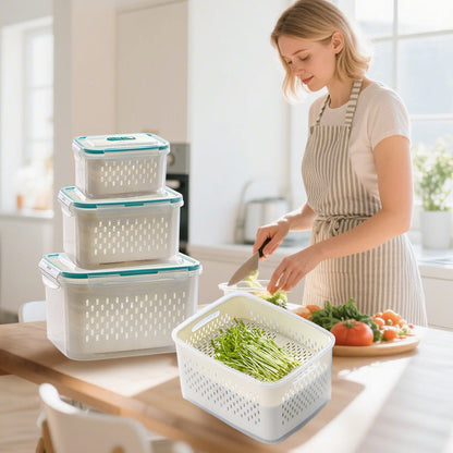 🥗 56% RABATT! 🧊 5er-Pack Kühlschrank-Organizer – Stapelbare Obstbehälter mit Herausnehmbarem Sieb, BPA-frei & Ideal Für Salat, Beeren & Gemüse 🥦