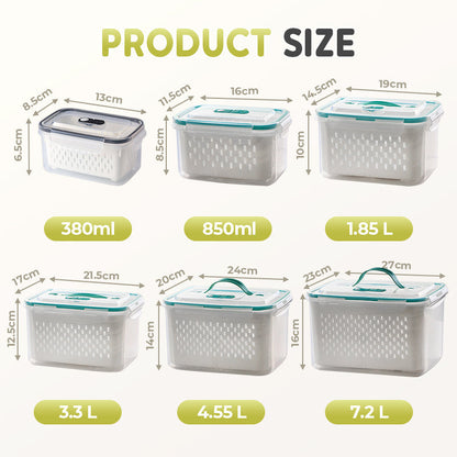 🥗 56% RABATT! 🧊 5er-Pack Kühlschrank-Organizer – Stapelbare Obstbehälter mit Herausnehmbarem Sieb, BPA-frei & Ideal Für Salat, Beeren & Gemüse 🥦