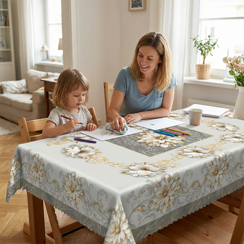 🎉Elegante wasserdichte geprägte Blumentischdecke