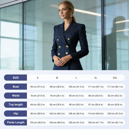 🛍️Damen-Sakko-Set mit Pinstripes und Doppelreihig✨