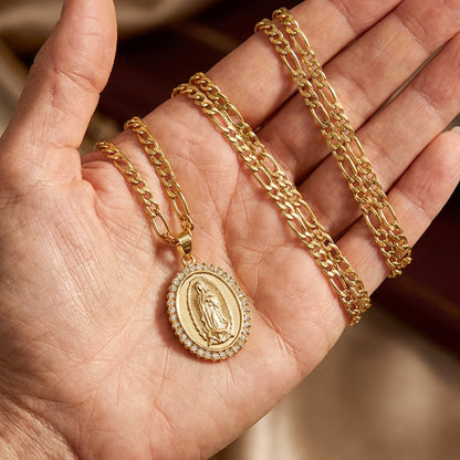 Gold-Tone Stainless Steel Virgin Mary Pendant