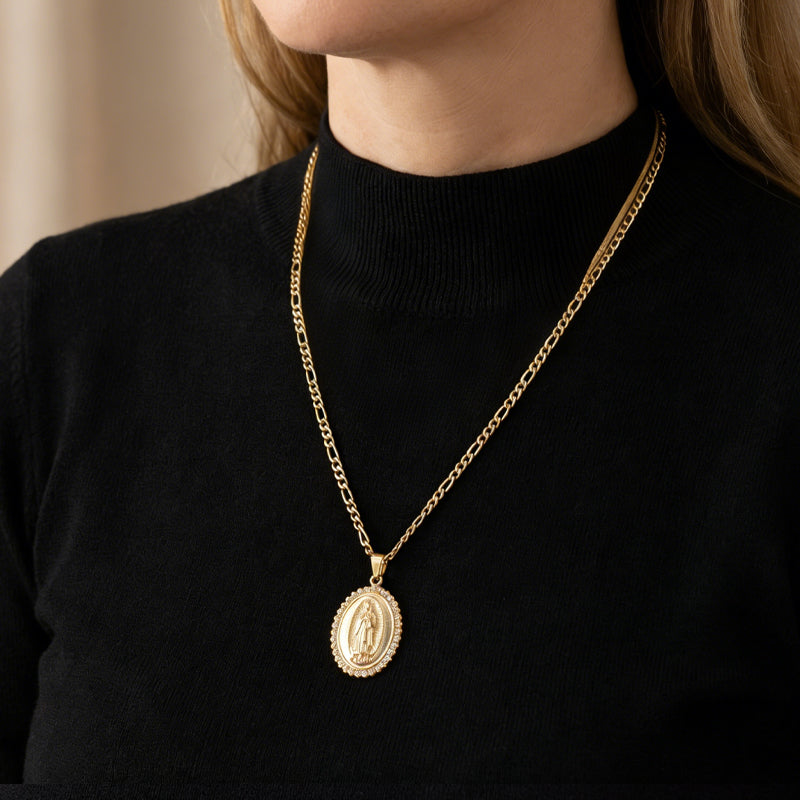 Gold-Tone Stainless Steel Virgin Mary Pendant