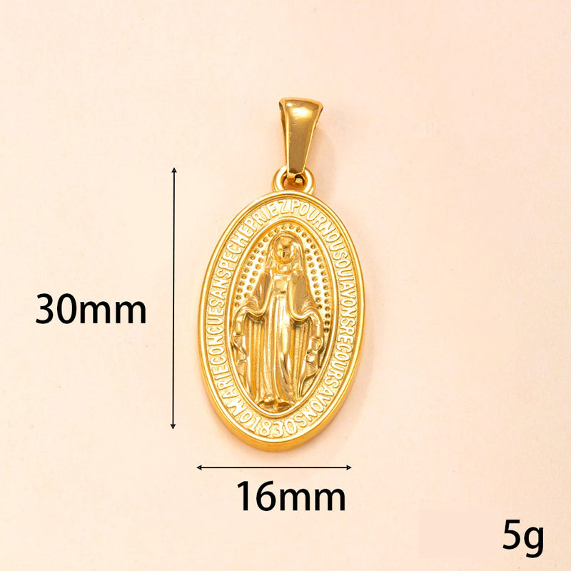 Gold-Tone Stainless Steel Virgin Mary Pendant