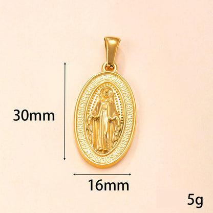 Gold-Tone Stainless Steel Virgin Mary Pendant