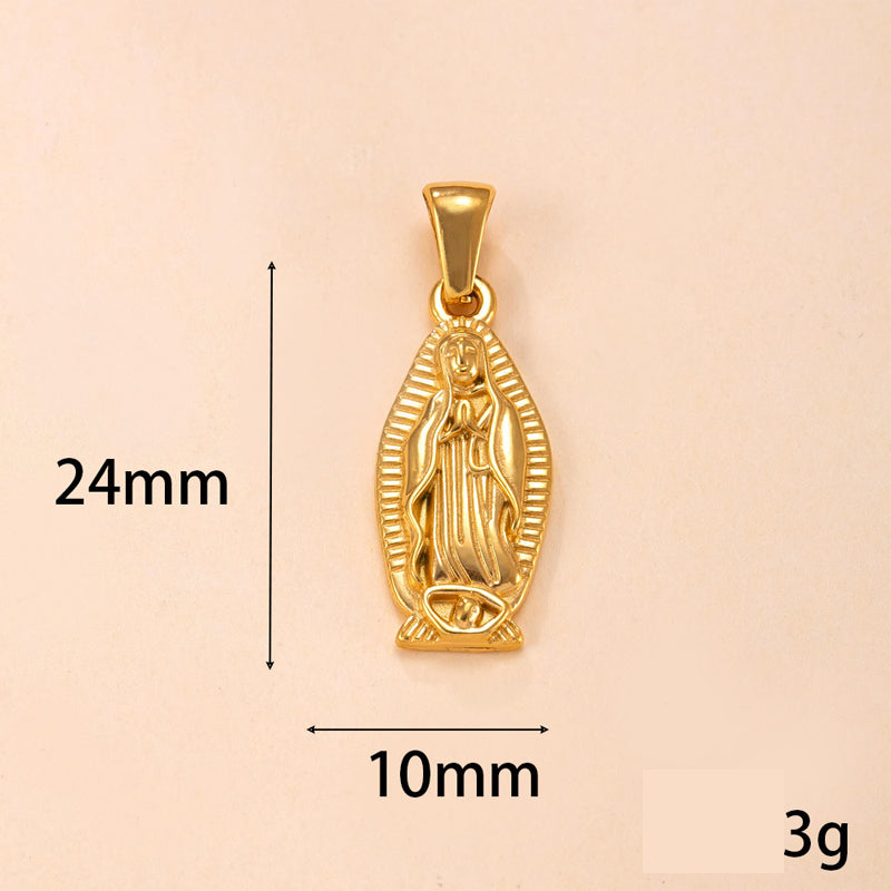 Gold-Tone Stainless Steel Virgin Mary Pendant