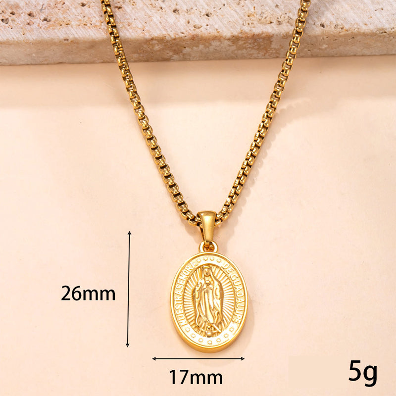 Gold-Tone Stainless Steel Virgin Mary Pendant