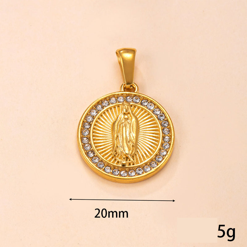 Gold-Tone Stainless Steel Virgin Mary Pendant