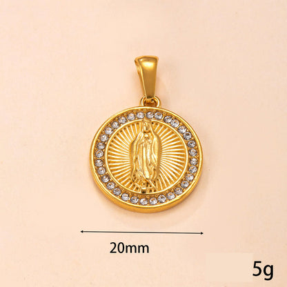 Gold-Tone Stainless Steel Virgin Mary Pendant