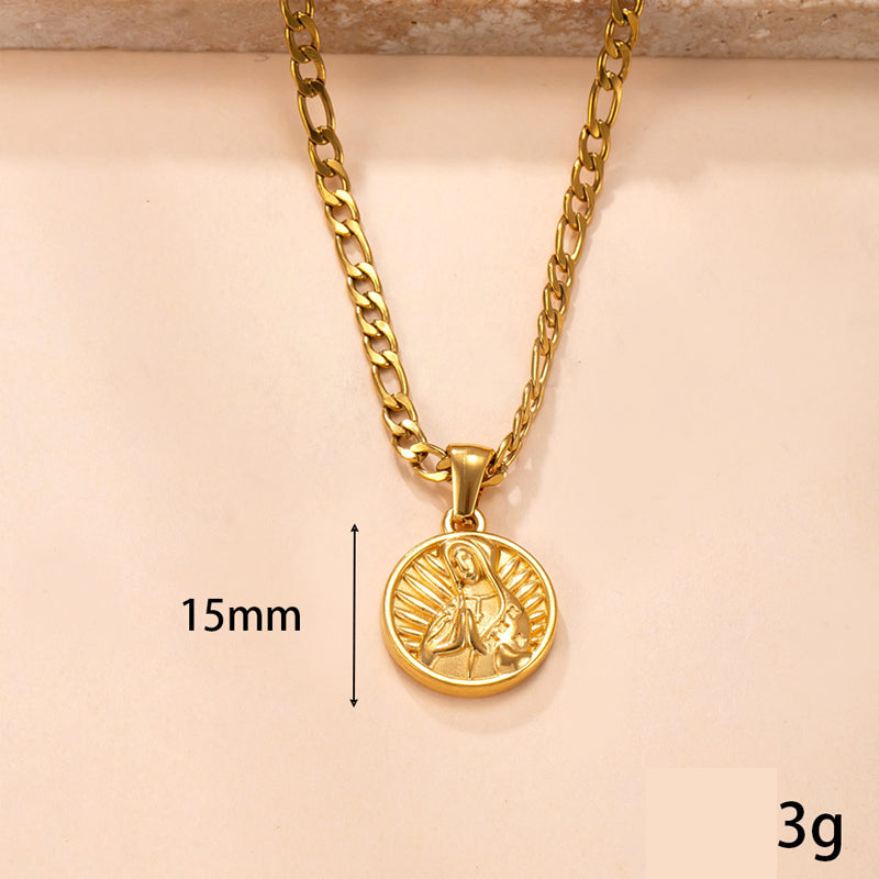Gold-Tone Stainless Steel Virgin Mary Pendant