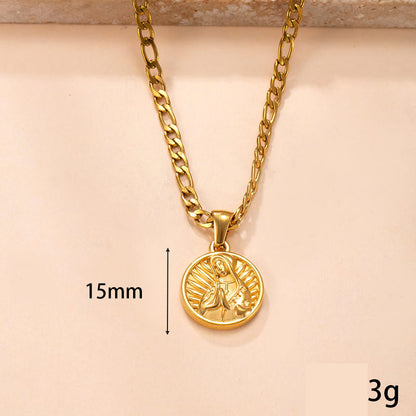 Gold-Tone Stainless Steel Virgin Mary Pendant