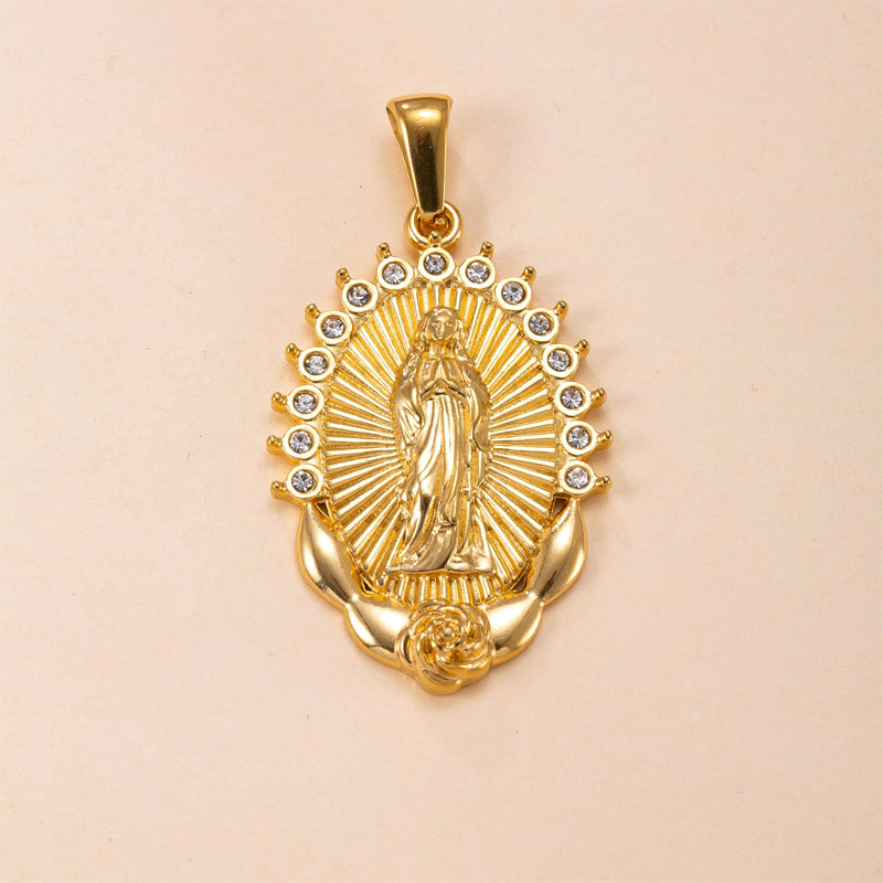 Gold-Tone Stainless Steel Virgin Mary Pendant