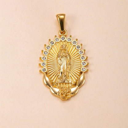 Gold-Tone Stainless Steel Virgin Mary Pendant