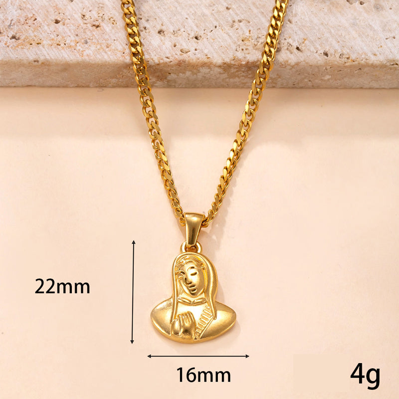 Gold-Tone Stainless Steel Virgin Mary Pendant