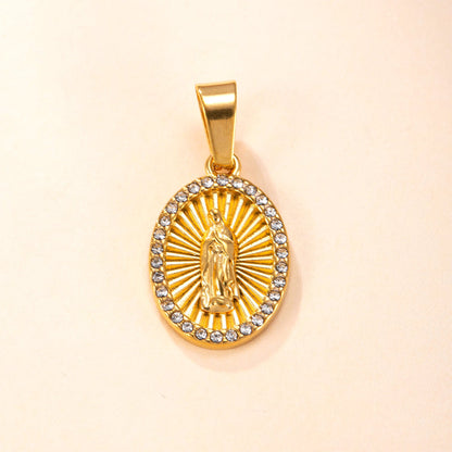 Gold-Tone Stainless Steel Virgin Mary Pendant