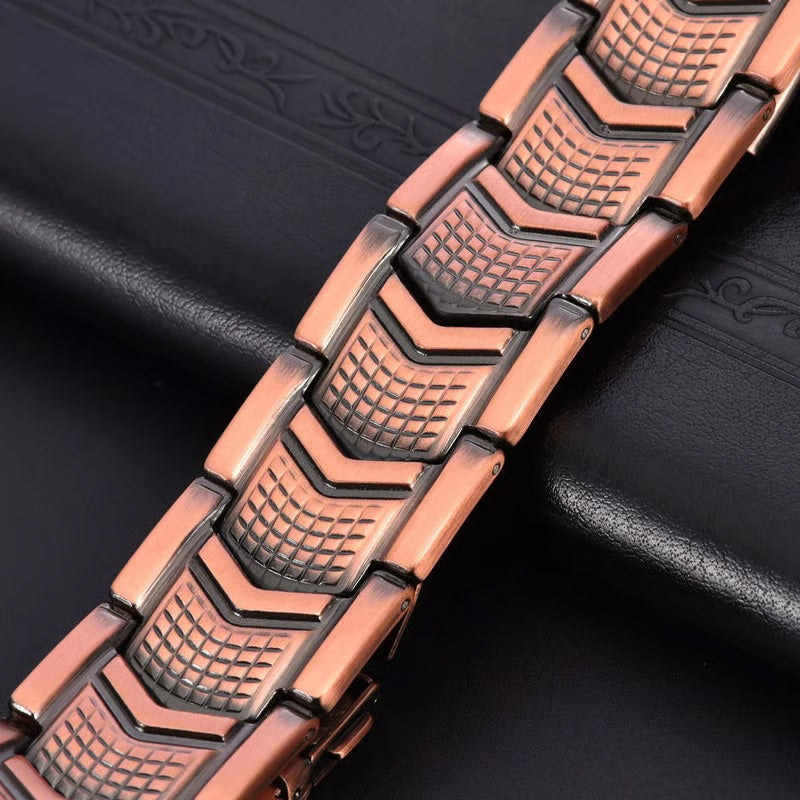 Herren-Kupferarmband, 3× Stärke, aus 99,99 % reinem Kupfer, magnetisch, verstellbare Länge