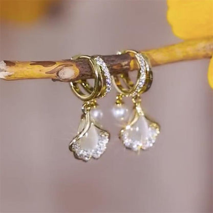 Katzenaugen-Ohrringe in Ginkgo-Blatt-Form – Elegante & vielseitige Ohrclips ✨🍁