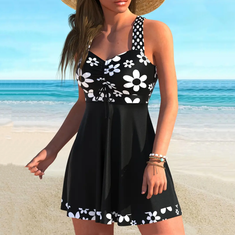 💥LETZTER TAG VERKAUF 50% RABATT💥Damen Pflanzen Druck V-Ausschnitt Badekleid & Tankini Set