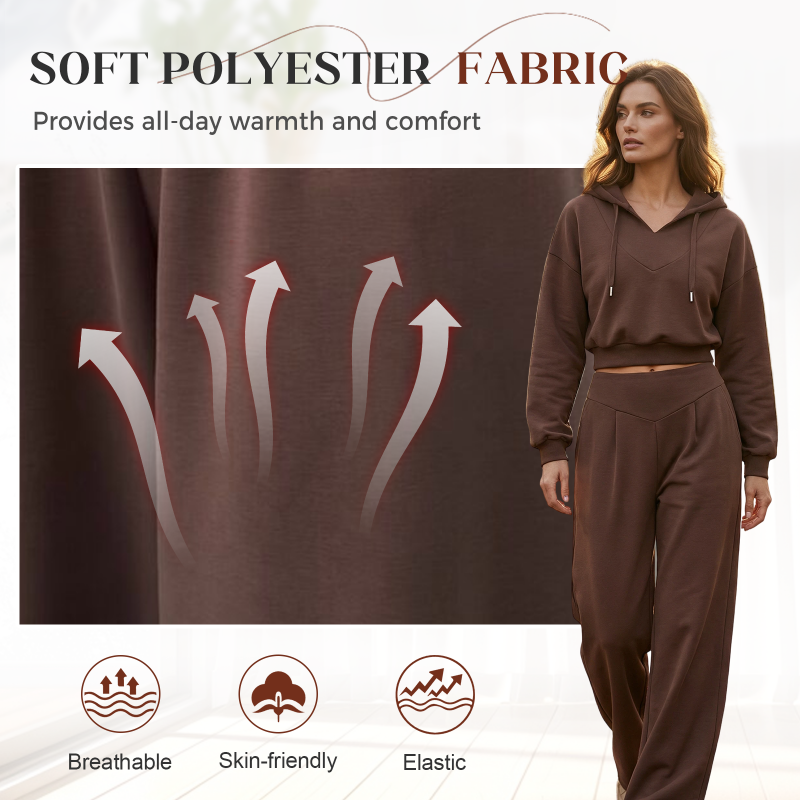 Damen-Set aus kurzem Hoodie und weit geschnittener Hose