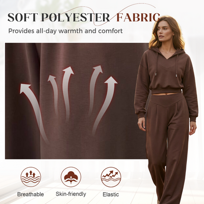 Damen-Set aus kurzem Hoodie und weit geschnittener Hose