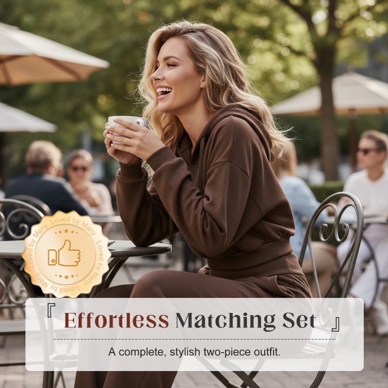 Damen-Set aus kurzem Hoodie und weit geschnittener Hose