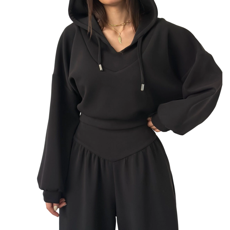 Damen-Set aus kurzem Hoodie und weit geschnittener Hose