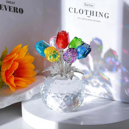 🌹💎Ewige Kristall-Rosenblüten-Figur in Vase – Luxuriöses Wohnaccessoire für Wohn- und Schlafzimmer