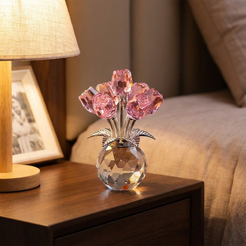 🌹💎Ewige Kristall-Rosenblüten-Figur in Vase – Luxuriöses Wohnaccessoire für Wohn- und Schlafzimmer