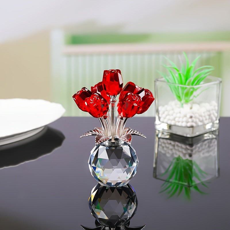 🌹💎Ewige Kristall-Rosenblüten-Figur in Vase – Luxuriöses Wohnaccessoire für Wohn- und Schlafzimmer
