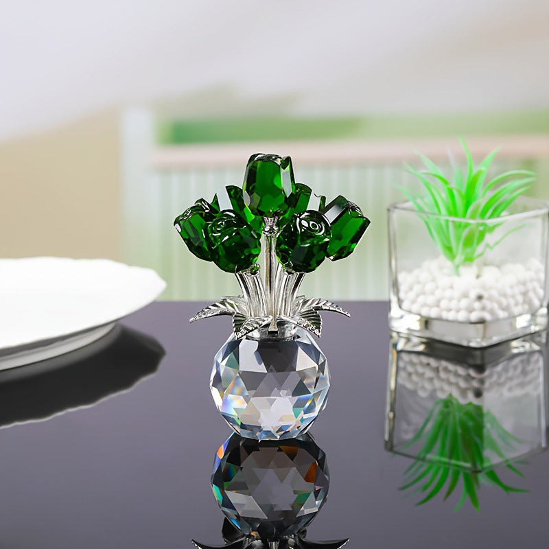 🌹💎Ewige Kristall-Rosenblüten-Figur in Vase – Luxuriöses Wohnaccessoire für Wohn- und Schlafzimmer