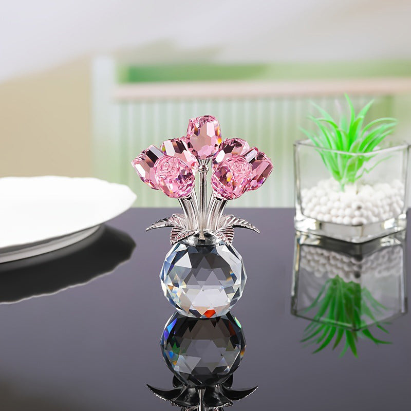 🌹💎Ewige Kristall-Rosenblüten-Figur in Vase – Luxuriöses Wohnaccessoire für Wohn- und Schlafzimmer