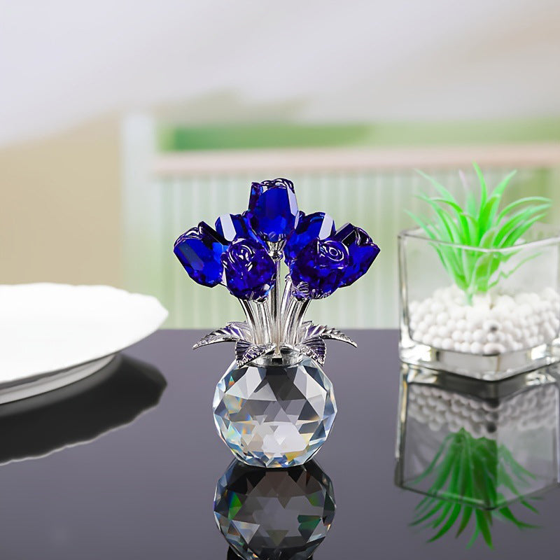 🌹💎Ewige Kristall-Rosenblüten-Figur in Vase – Luxuriöses Wohnaccessoire für Wohn- und Schlafzimmer