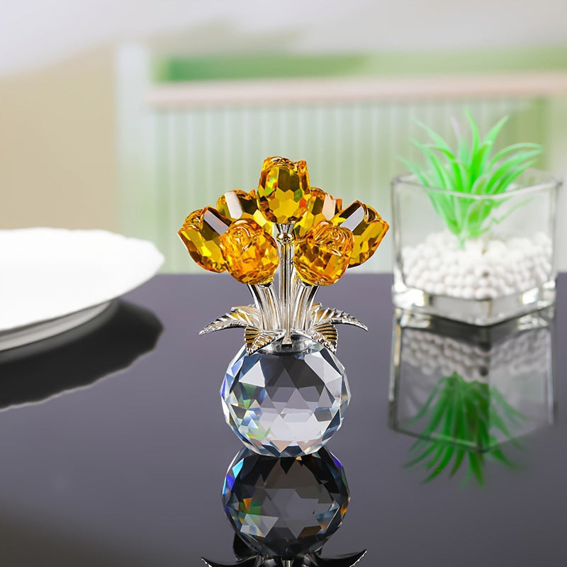 🌹💎Ewige Kristall-Rosenblüten-Figur in Vase – Luxuriöses Wohnaccessoire für Wohn- und Schlafzimmer