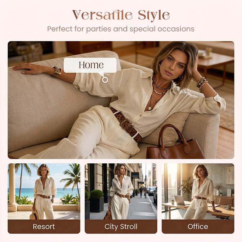 Zweiteiliges Set aus locker sitzendem Damenhemd und weit geschnittener Hose