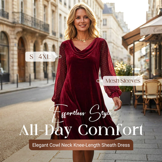 🔥💃🏻Elegantes knielanges Etuikleid mit Wasserfallausschnitt für Damen