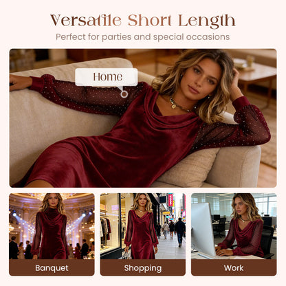 🔥💃🏻Elegantes knielanges Etuikleid mit Wasserfallausschnitt für Damen